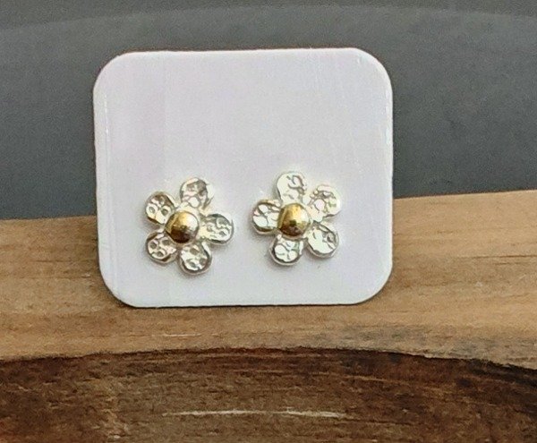 Producto - Aro Flor Plata 925 con circulo oro bajo
