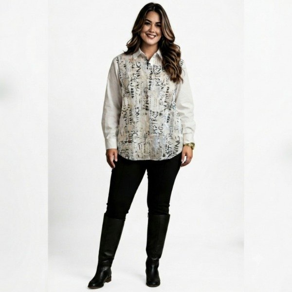 Producto - Camisa Poplin con letras y encaje. - 1