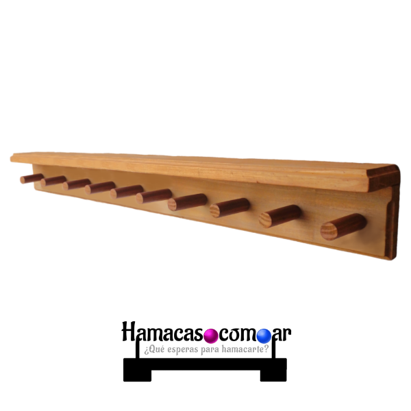 Producto - Perchero madera premium para pared largo 100 cm / 1 metro con 10 perchas