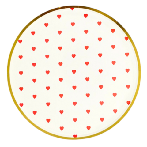 Producto - PLATO CON CORAZONES ROJOS X 10