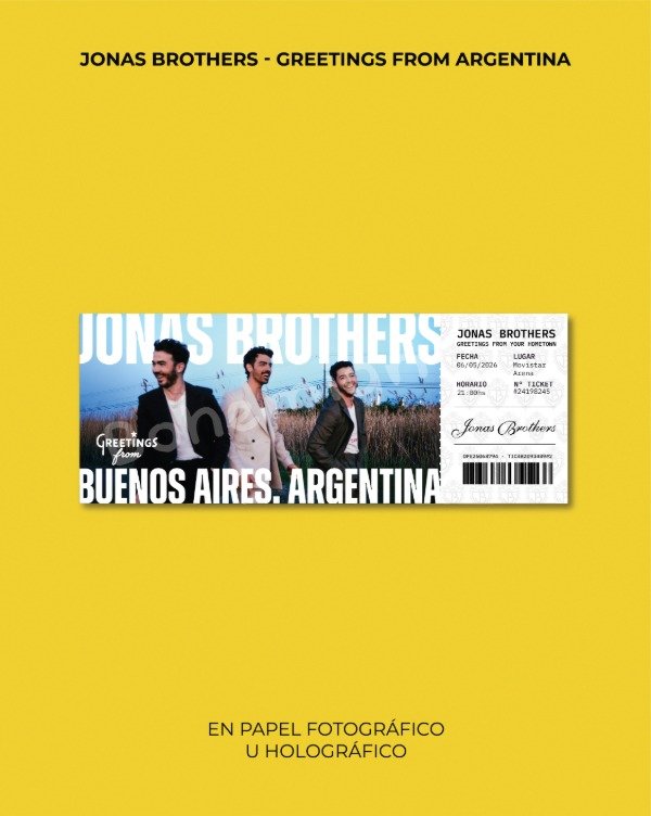 Producto - Entrada JONAS BROTHERS "GRRETINGS FROM YOUR HOMETOWN" - Entradas de Recuerdo