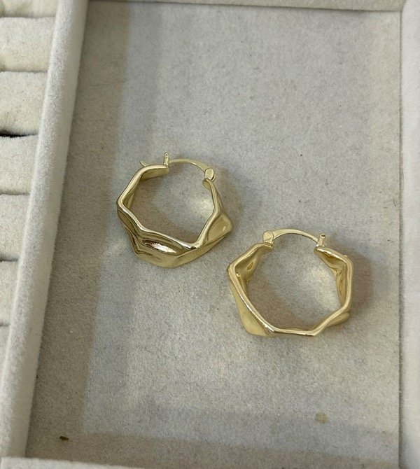 Producto - Argollas textura acero dorado