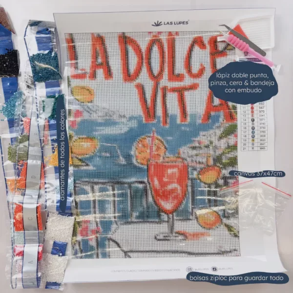 Producto - Diamond Painting - DOLCE VITA - Canvas 35x45cm + materiales