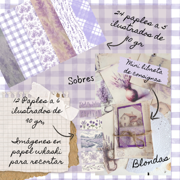 Producto - Set de Journaling creativo + Diario LAVANDA - 4