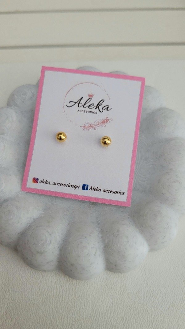 Producto - Aros bolitas de acero dorado