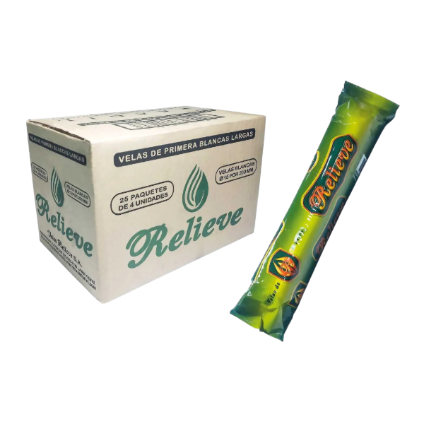 Producto - VELAS BLANCAS RELIEVE 16cm  25u x 4