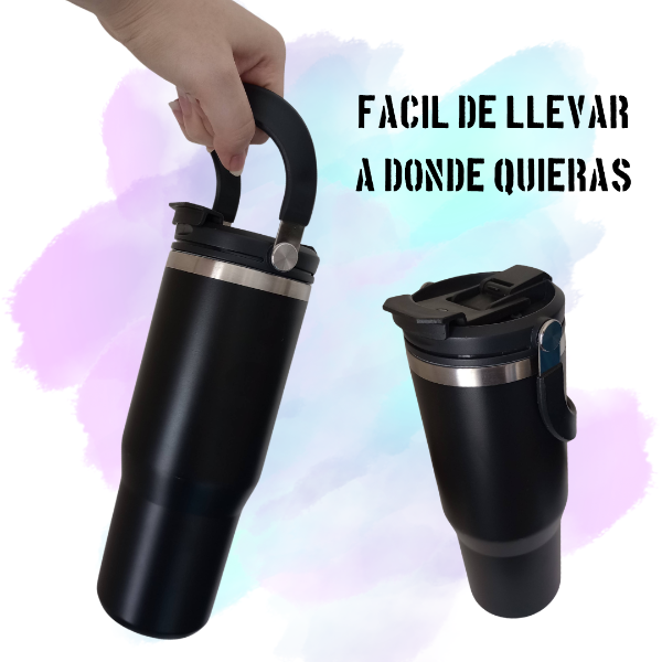 Producto - Vaso térmico doble pico de acero 900ml con manija - 3