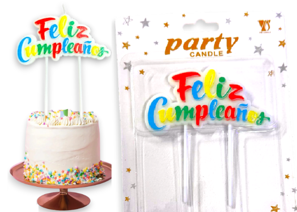 Producto - Vela Frase "Feliz Cumpleaños" Multicolor