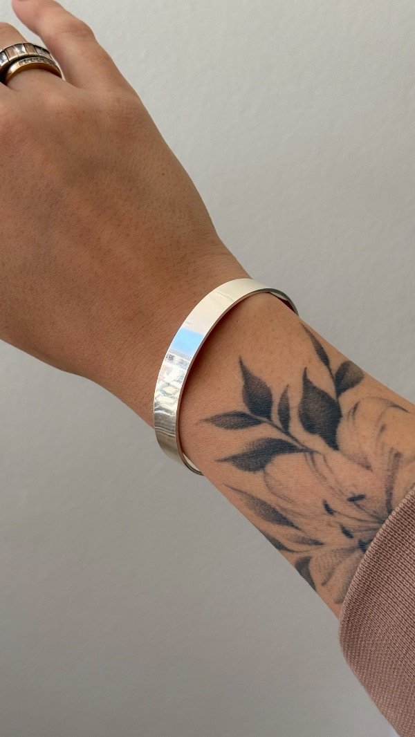 Producto - Pulsera semi esclava ancha 1cm ACERO BLANCO - 1