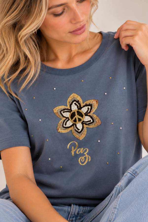 Producto - Remera de Mujer Paz Centro de Algodón Estampada - KRONE - 2