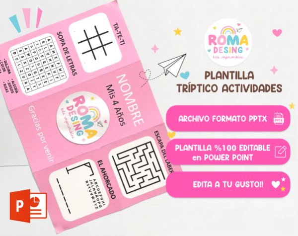 Producto - PLANTILLA TRÍPTICO SOUVENIR editable power point