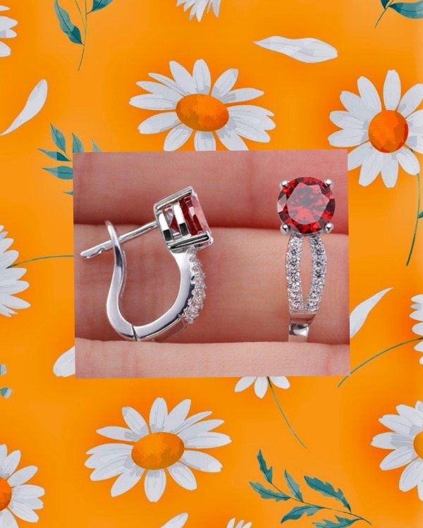 Producto - Aros de plata 925 argolla de diseño importante c/zirconio Rojo