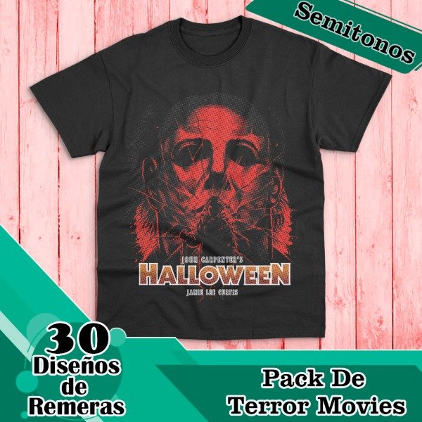 Producto - Diseños Digitales / Plantillas Semitonos Para Remeras Negras De Terror Movies M1