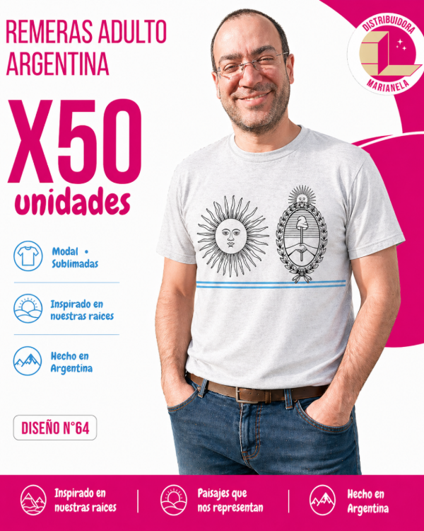 Producto - Remera Adulto con estampas Argentina - Pack x50