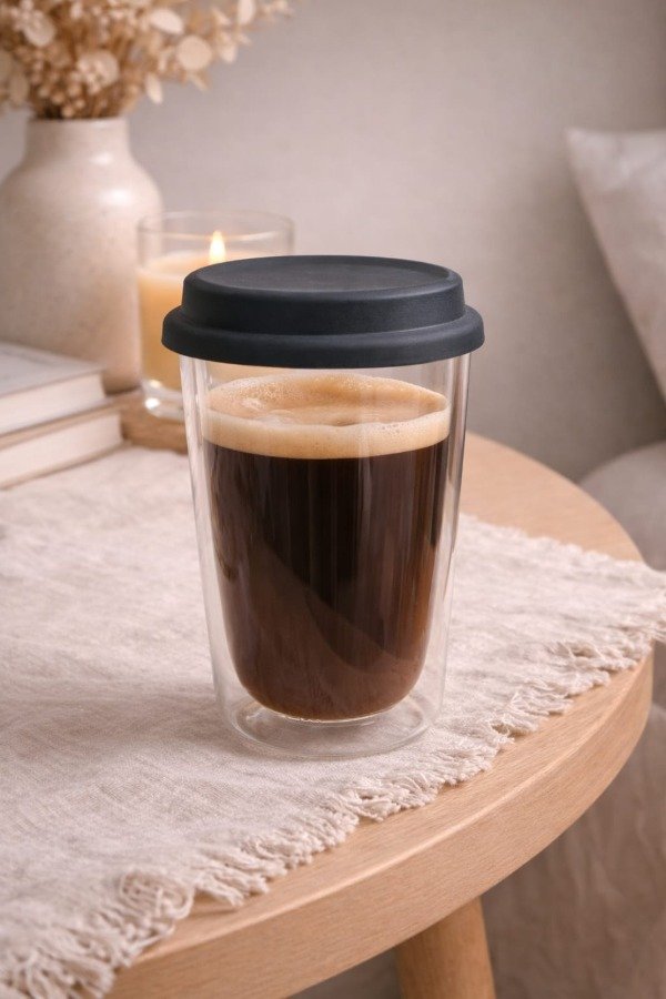 Producto - Mug térmico doble vidrio con tapa