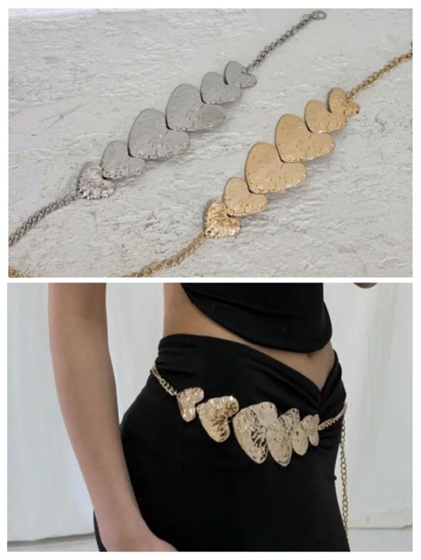 Producto - Cinto cadena corazón plateado