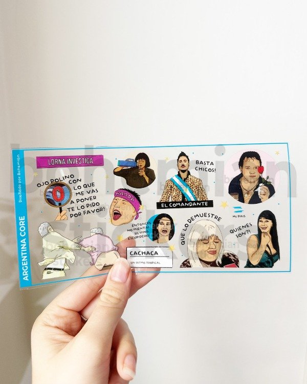 Producto - Plancha de stickers en DTF UV Argentina CORE (Farandula/memes) - Stickers DTF UV