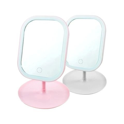 Producto - ESPEJO CON LUZ LED CARGA USB 26X20CM X1 COLOR ROSA