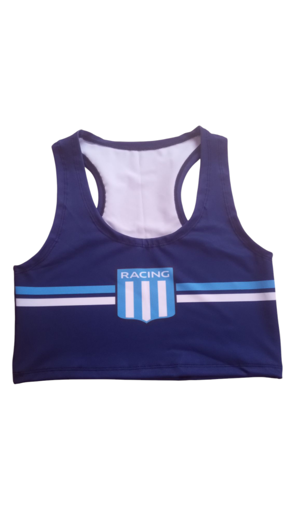 Top azul corto