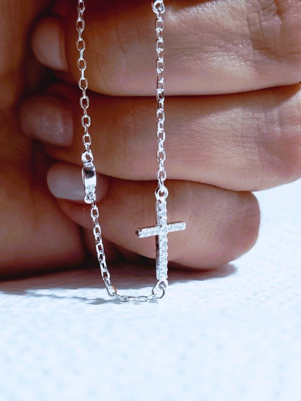 Producto - Pulsera Cruz con cubic y susanos - Plata 925