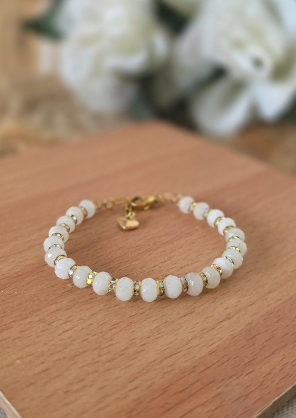Producto - Pulsera Ágata Blanca - Dorado - 1