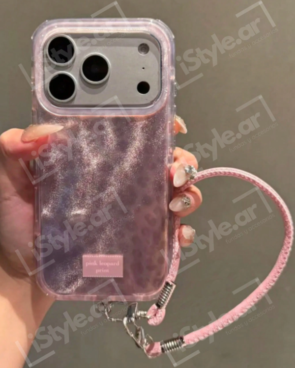 Producto - Case leopard pink c/correa