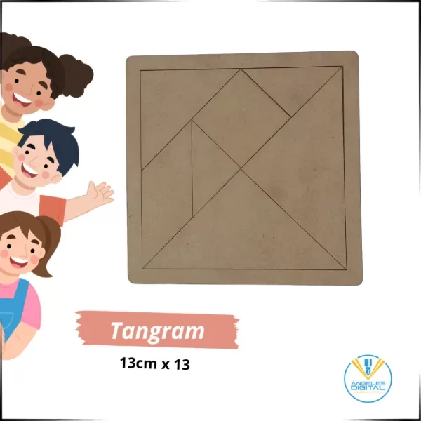 Producto - Tangram Juego Didáctico - Fibrofácil Con Base 13X13