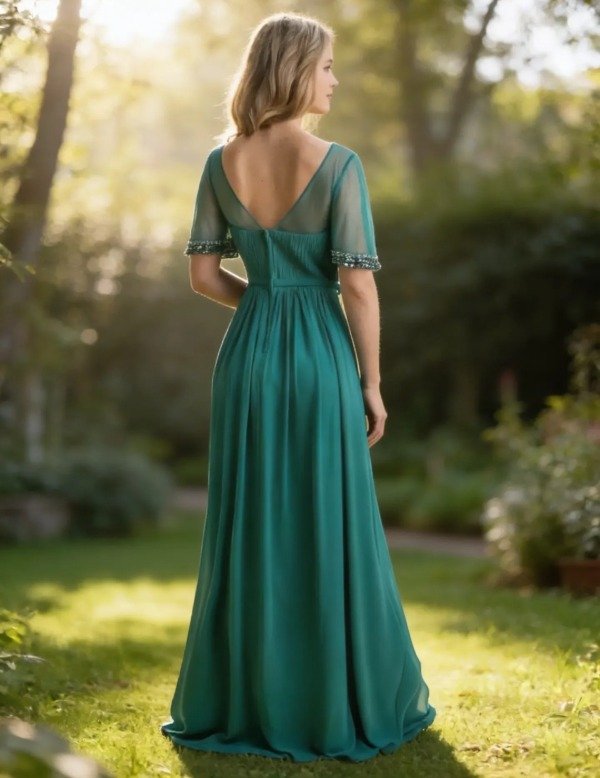 Vestido largo Madrinas con mangas elegante — imagen 5