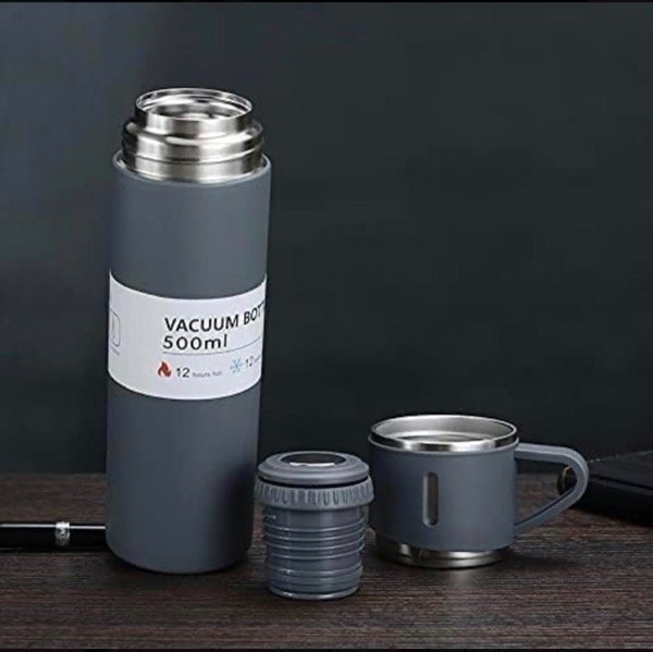 Producto - GANGA-  Set de Termo de 500ml con 3 tazas Liso ABOLLADO