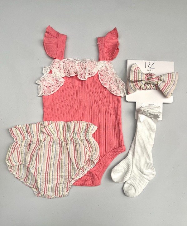 Producto - Conjunto para Niñas Marca Rachel Zoe Pink Stripes
