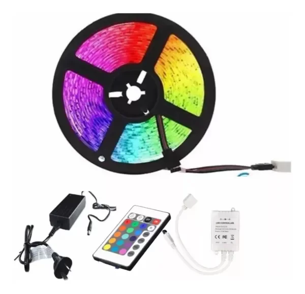 Producto - TIRA LED 2835 RGB CON FUENTE CONTROLADORA Y CONTROL REMOTO 5 MTS