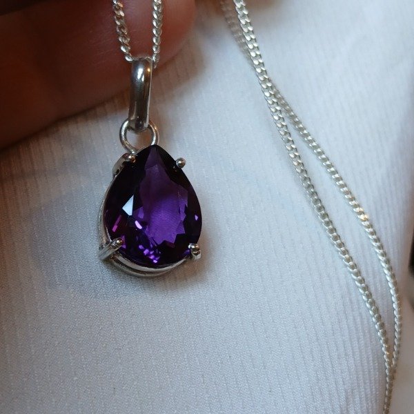 Producto - Dije Plata 925 amatista hidrotermal gota