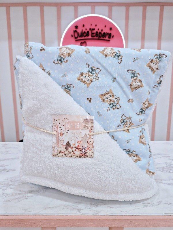 Producto - Manta corderito Michis celeste