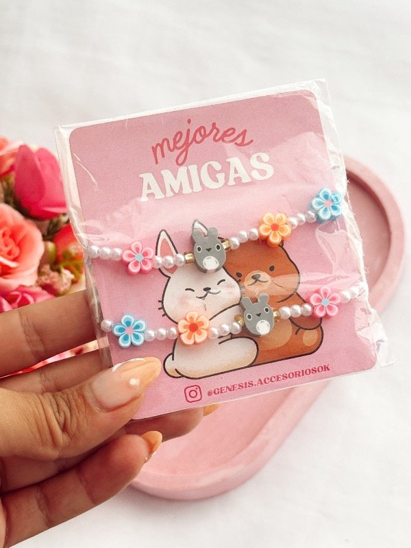 Producto - Pulseras Totoro Flores colores x2