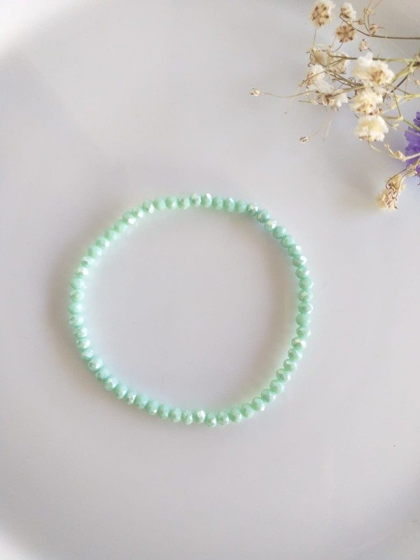 Producto - AQP0160 Pulsera Cristal elastizada verde aqua