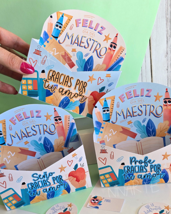 Producto - KIT IMPRIMIBLE CAJA SOBRE A4 DIA DEL MAESTRO