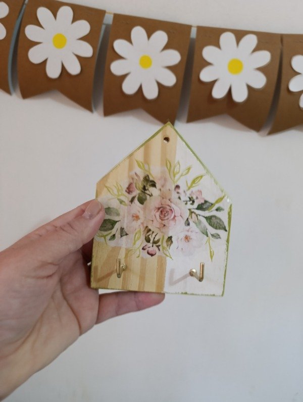 Producto - Portallavero de pared Casita con flores - 0