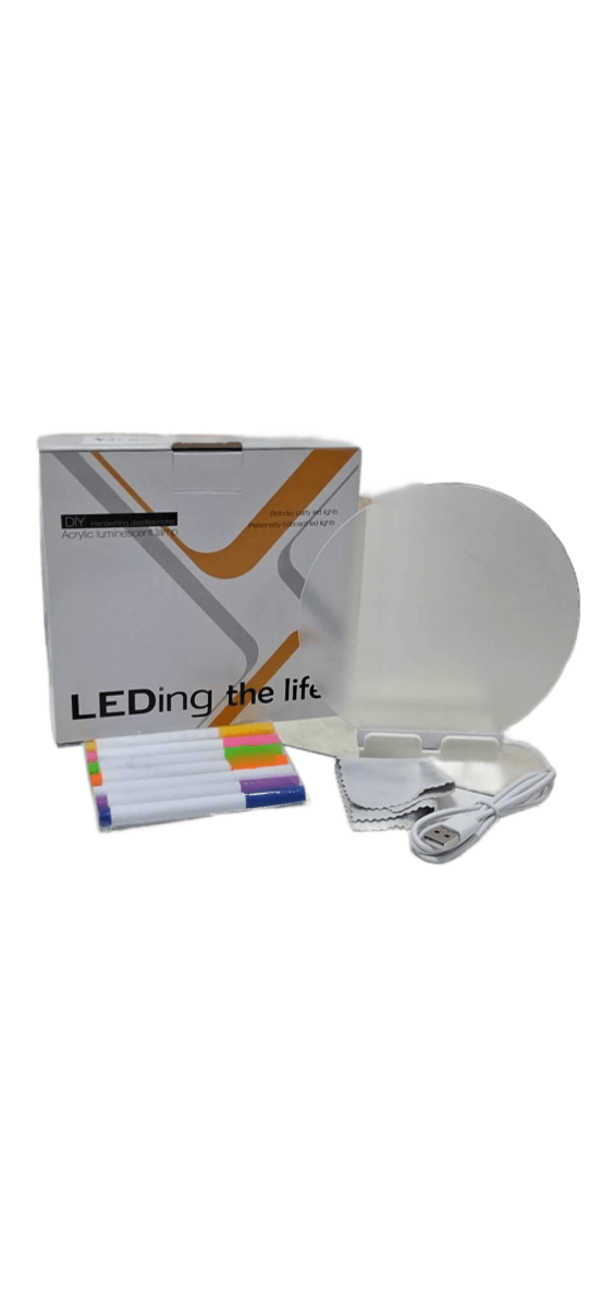 Producto - Pizarra Acrilica semi redonda con Led conexion USB