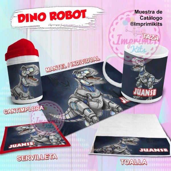 Producto - Plantillas Para Sublimar Diseños Set de Jardín Dinosaurio Robot