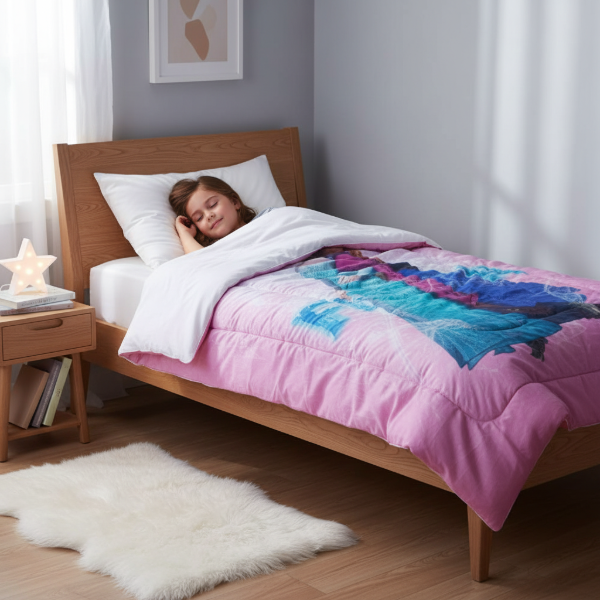 Producto - Acolchado "Frozen" de 1 1/2 Plaza Reversible aliso color Rosa