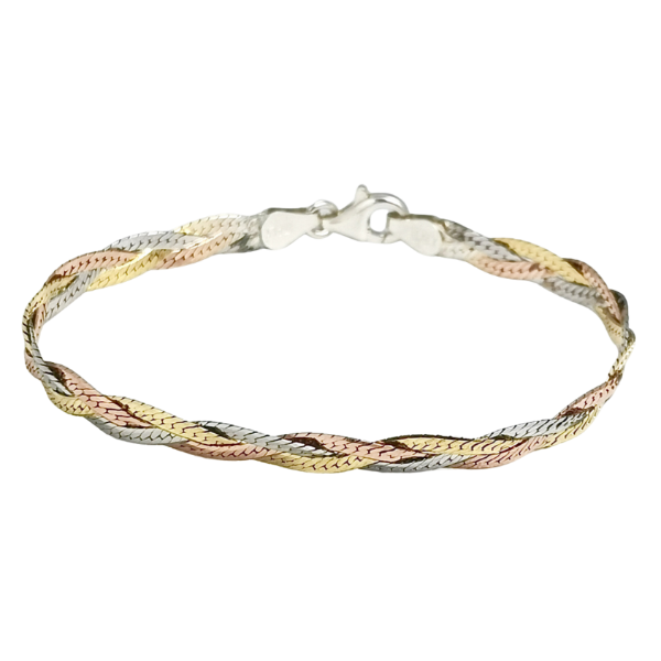 Producto - Pulsera trenzada tricolor Plata 925