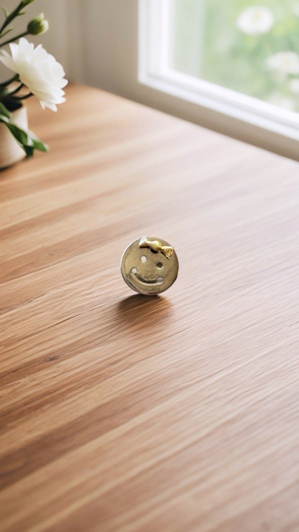 Producto - Dije carita nena pasante PLATA Y ORO 10MM D183