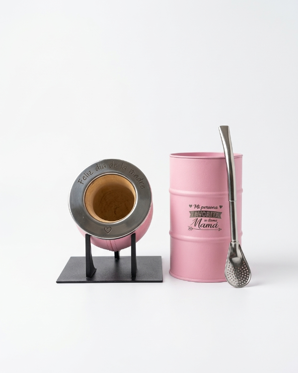 Producto - COMBO ROSA Mate Imperial con Bombilla y Yerbero DIA DE LA MADRE - 3