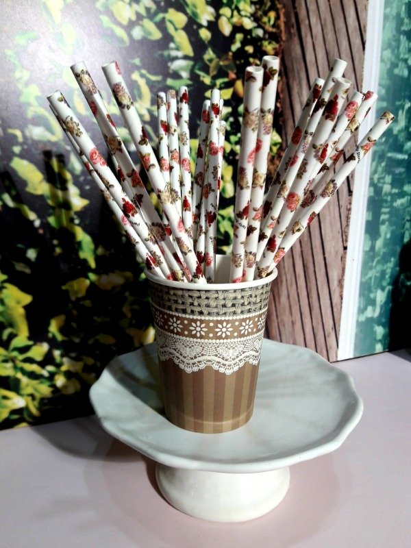 Producto - SORBETES VINTAGE FLORES X24 U