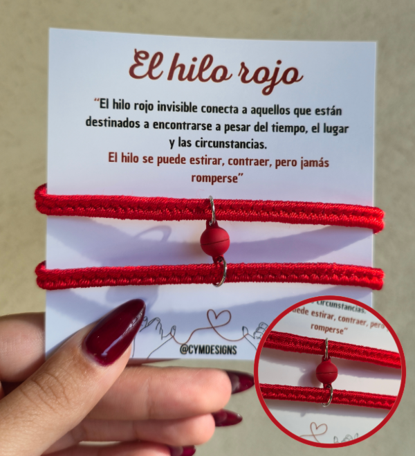 Producto - Pulseras hilo rojo para compartir con IMAN bolita roja