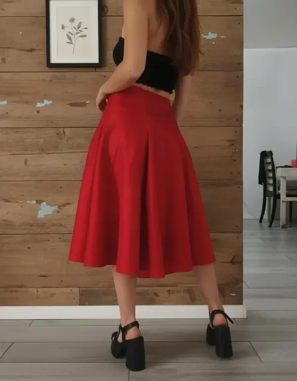 Producto - Pollera plato circular pin up Retro Rojo - 3