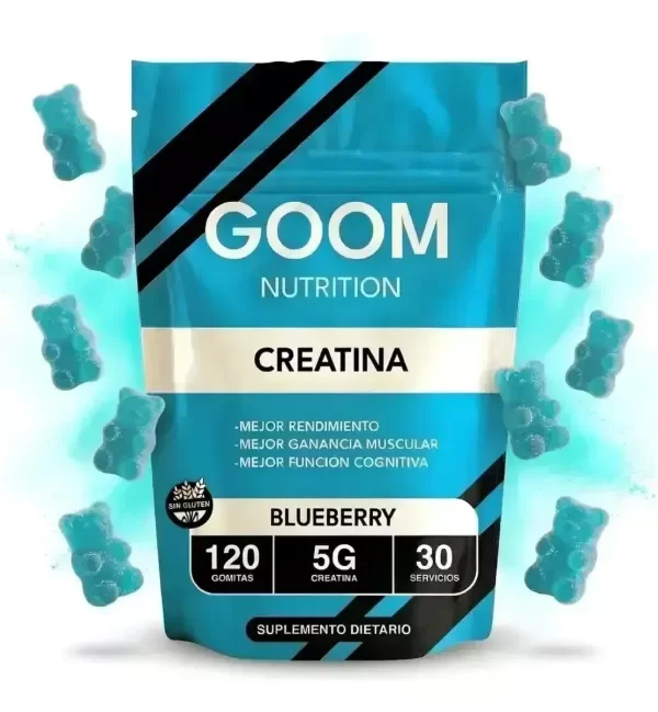 Producto - Creatina Masticable 120 gomitas Blueberry - GOOM