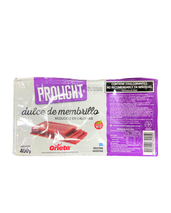 Producto - DULCE DE MEMBRILLO SIN AZÚCAR AGREGADA ORIETA 400g