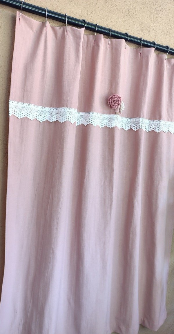 Producto - Cortinas de baño de tusor con puntilla