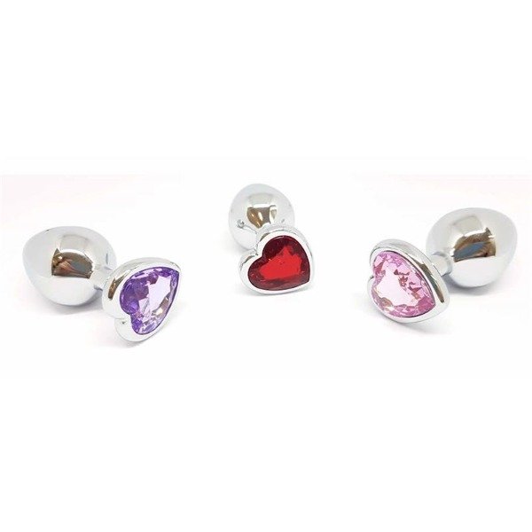 Producto - Plug anal metálico con joya corazon medium Roja